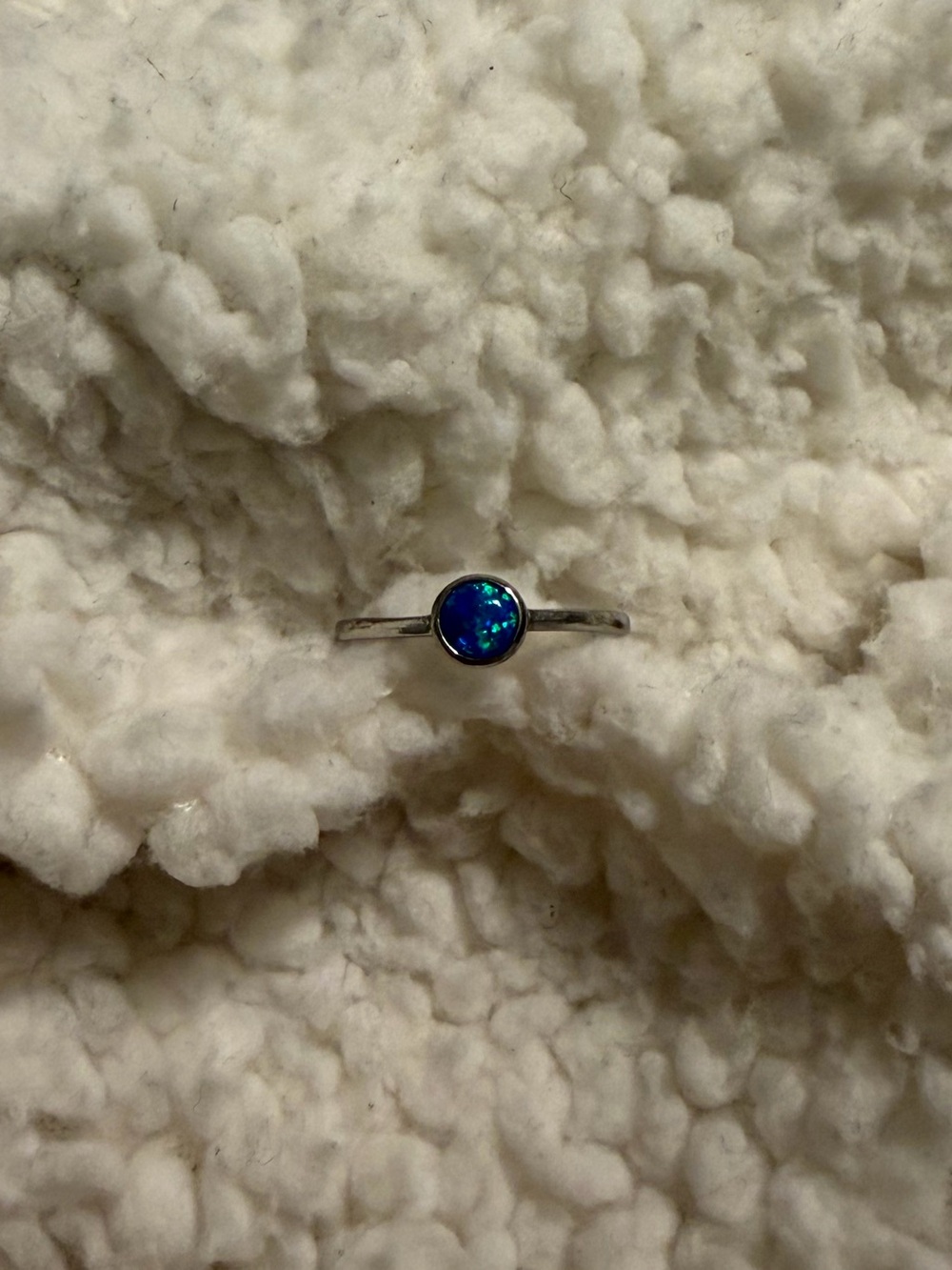 Sterling Silver Ring with Blue Opal Style Stone